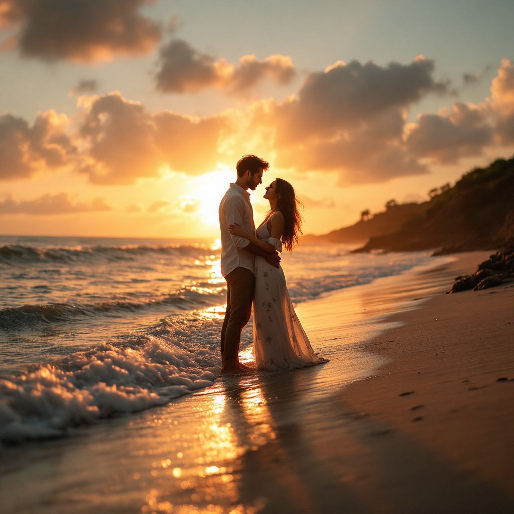 Sunset Beach Couple Photos